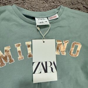 Zara Teal Sweatshirt with Gold Milano Print
